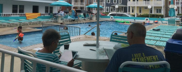 The shore adults reading